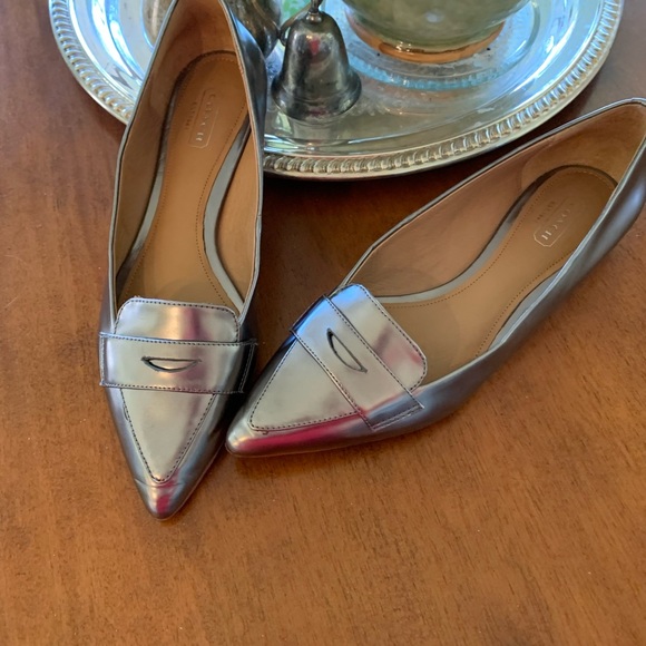 Coach Shoes - Coach Silver Flat Loafers in Size 7. EUC